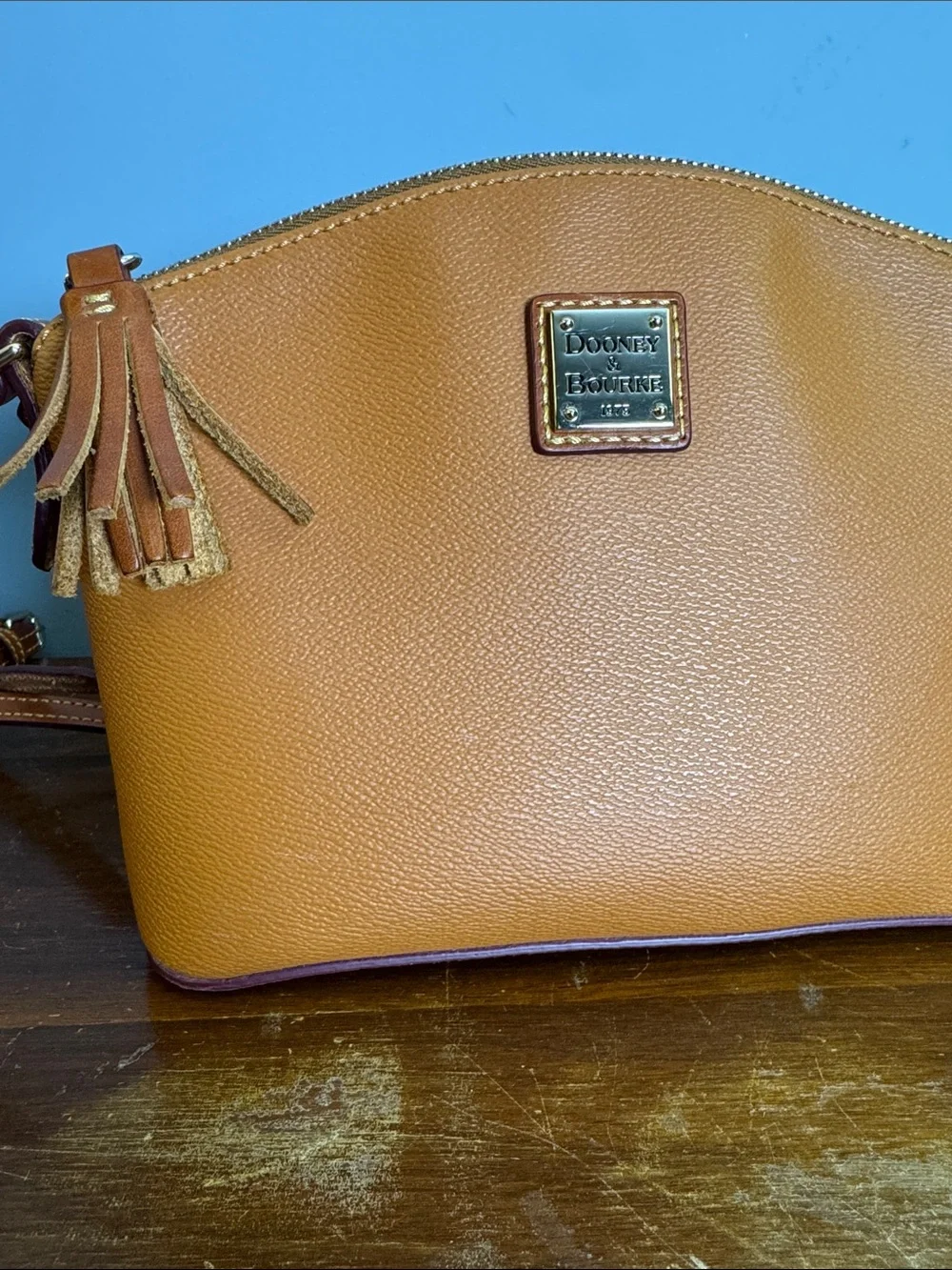 Dooney & Bourke Pebbled Leather Crossbody with Tassel Zip